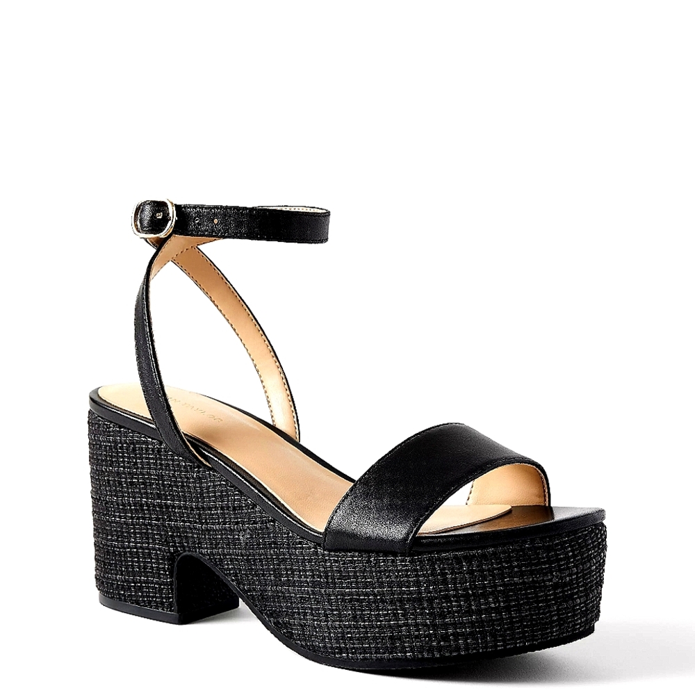 ANN TAYLOR Straw Platform Ankle Strap Sandals